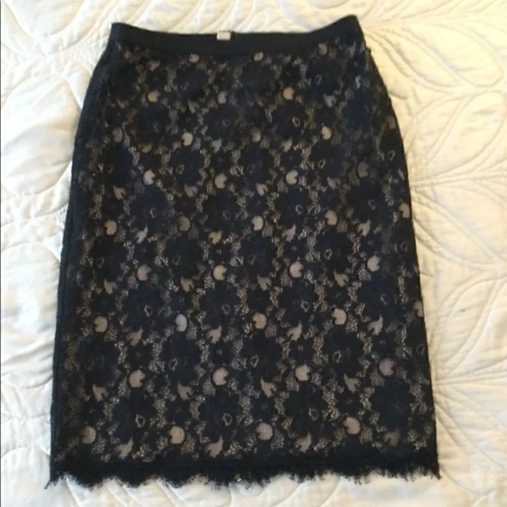 BCBG Sz M black lace back zippered skirt